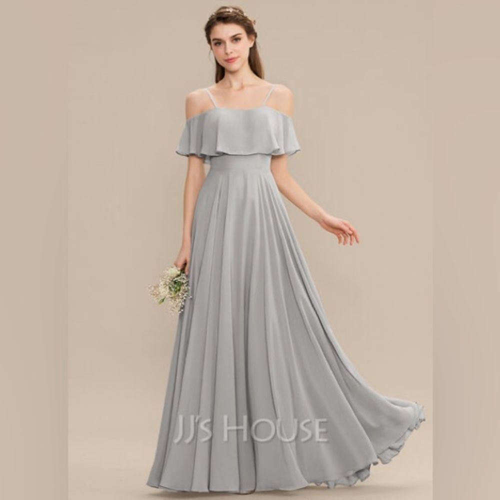 Brand New JJ’s House A-Line Off The Shoulder Floor Length Chiffon Bridesmaid